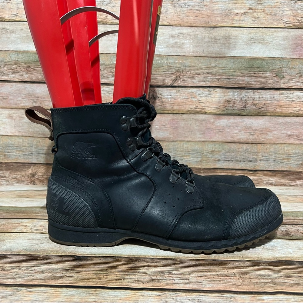 Sorel Black Leather Ankeny Mid Boots - Picture 3 of 9